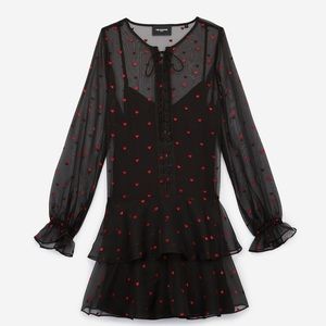 The Kooples Short Black Dress With Lacing and Heart Motif